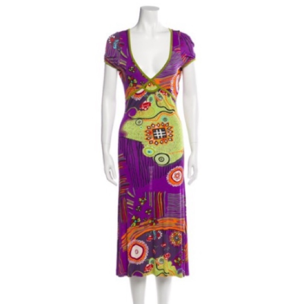Etro Vintage Mesh Stretch Printed Maxi Dress
